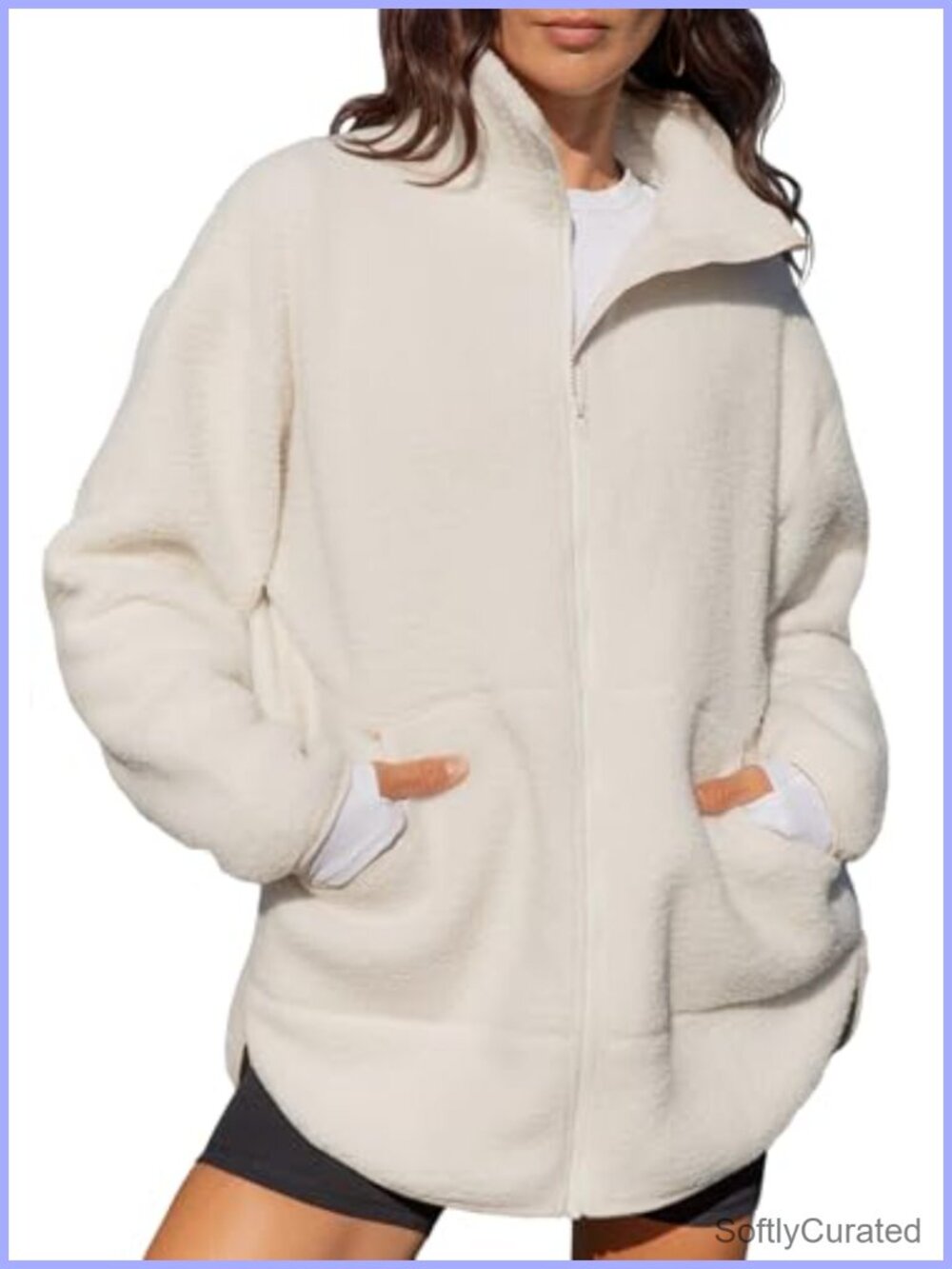 Full Zip Fleece Long Jacket Sherpa Sweatshirt Winter Coat